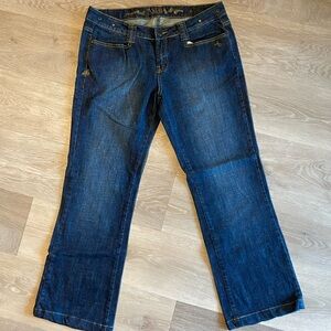 dark blue wash straight leg jeans by adikted